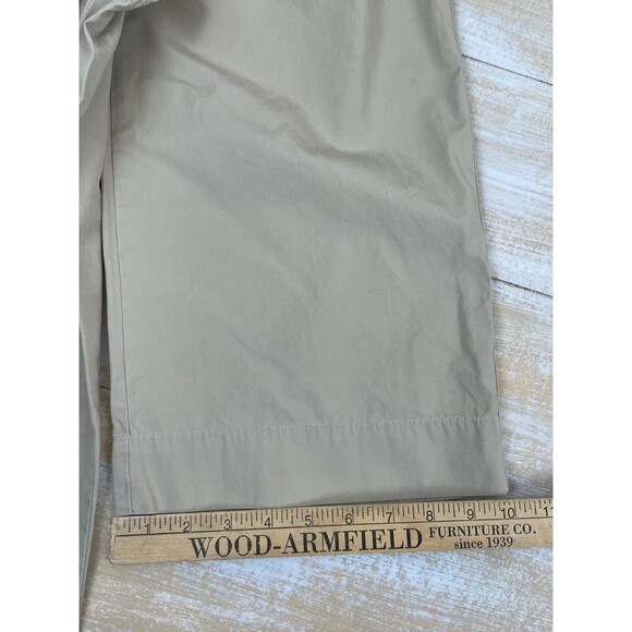 LAUREN RALPH LAUREN Size 8 Khaki Wide Leg Cotton Cropped Capris Pants W/Pockets - Picture 9 of 11